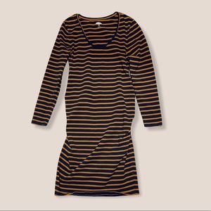Old Navy Maternity striped blue and gold dress
